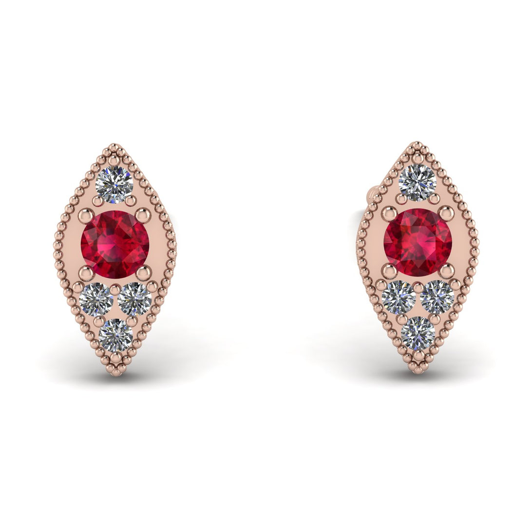 Milgrain Marquise Ruby Earrings - Faye No. 11