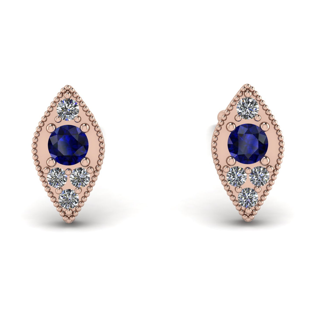Milgrain Marquise Sapphire Earrings - Faye No. 14
