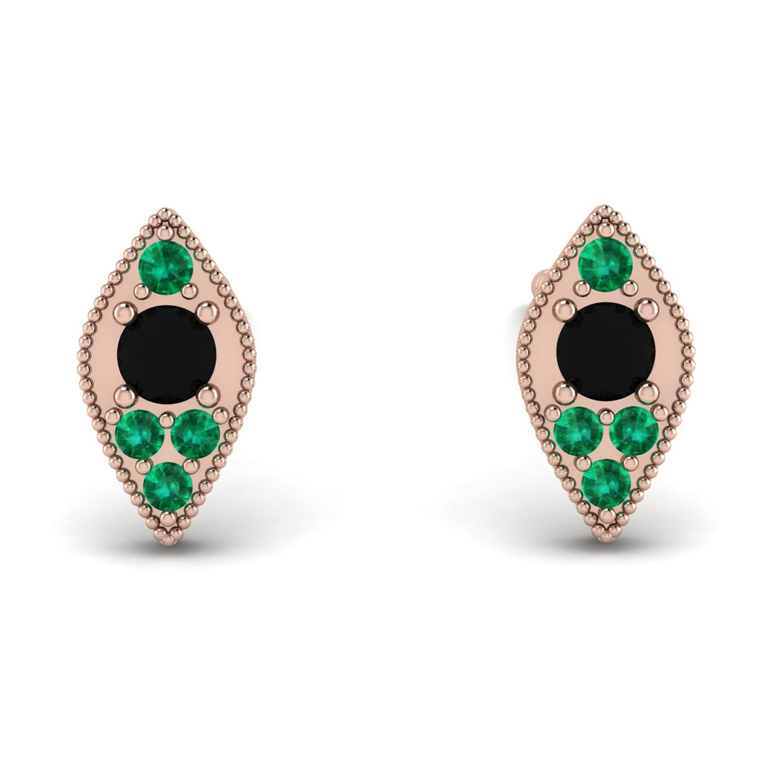 Milgrain Marquise Black Diamond Earrings - Faye No. 23