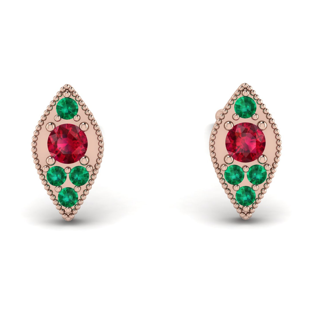 Milgrain Marquise Ruby Earrings - Faye No. 26