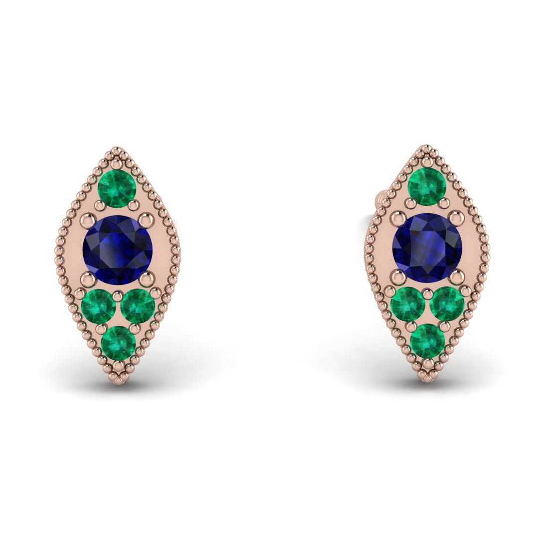 Milgrain Marquise Sapphire Earrings - Faye No. 29