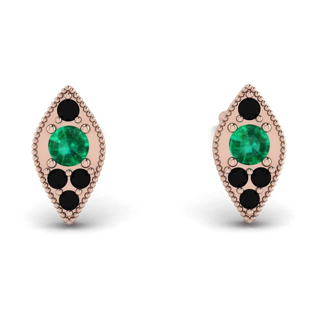 Milgrain Marquise Emerald Earrings - Faye No. 35