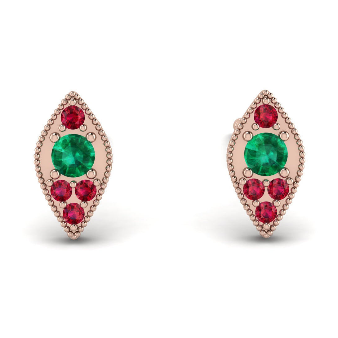 Milgrain Marquise Emerald Earrings - Faye No. 50