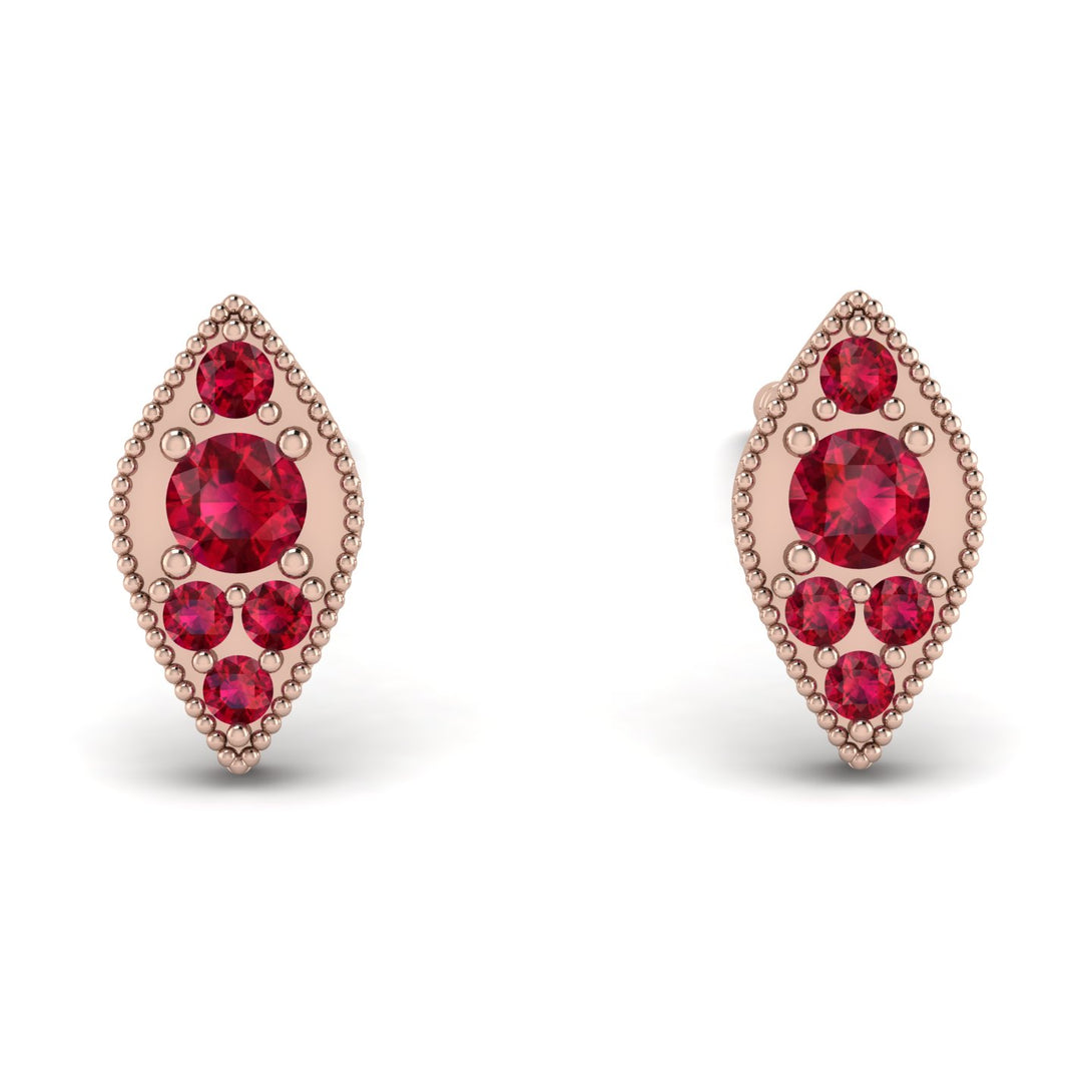 Milgrain Marquise Ruby Earrings - Faye No. 56
