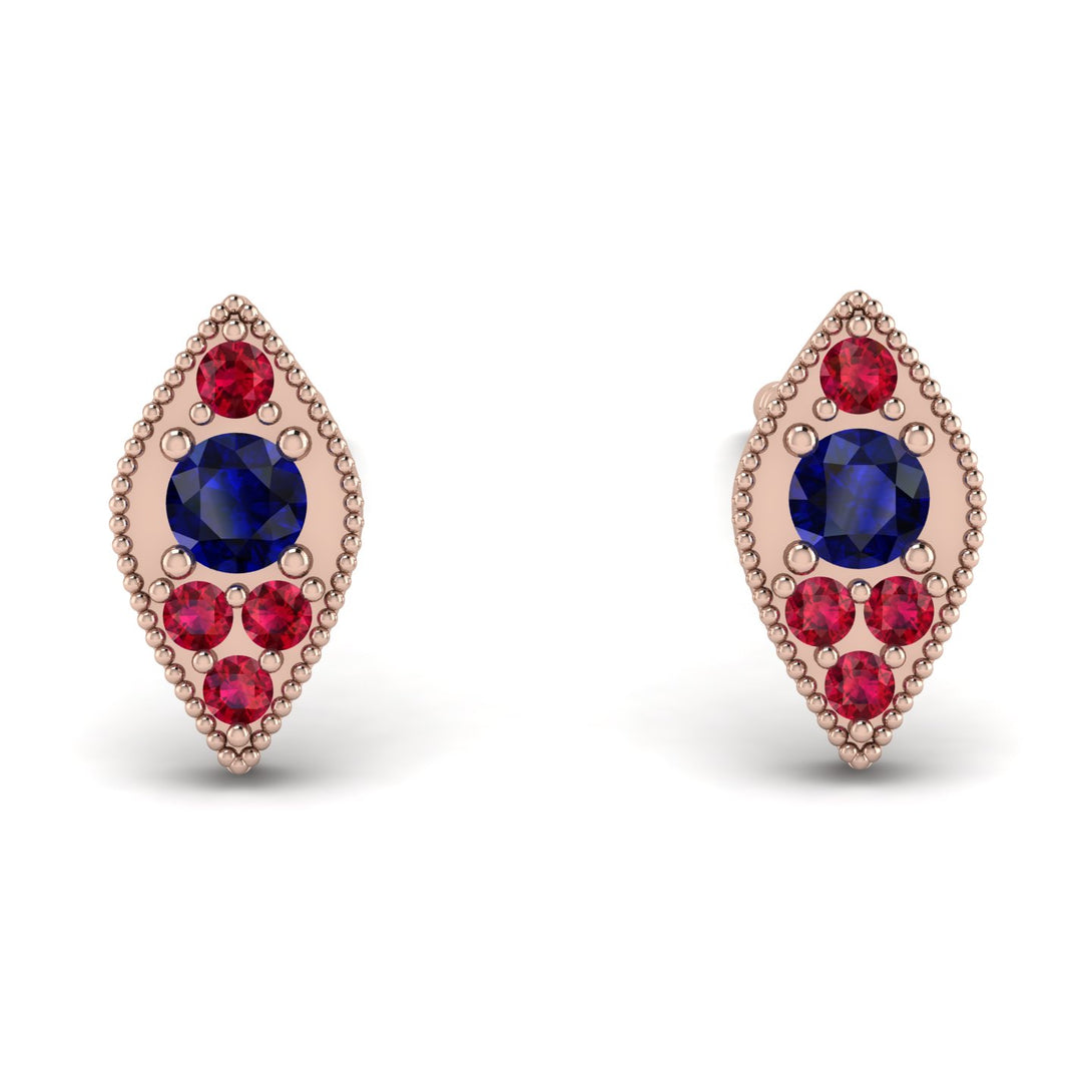 Milgrain Marquise Sapphire Earrings - Faye No. 59