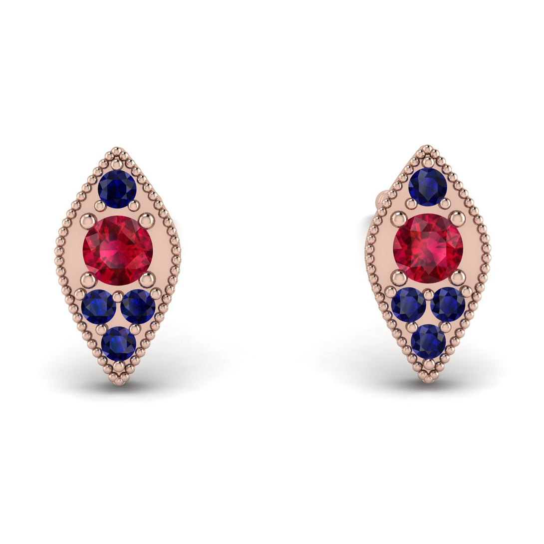 Milgrain Marquise Ruby Earrings - Faye No. 71
