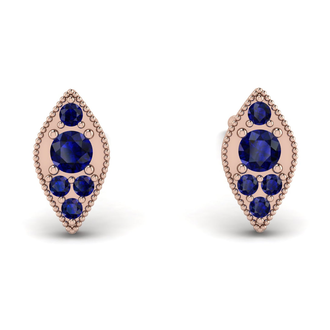 Milgrain Marquise Sapphire Earrings - Faye No. 74