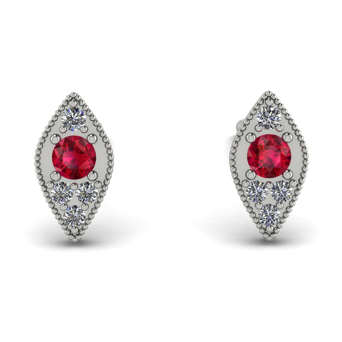 Milgrain Marquise Ruby Earrings - Faye No. 12