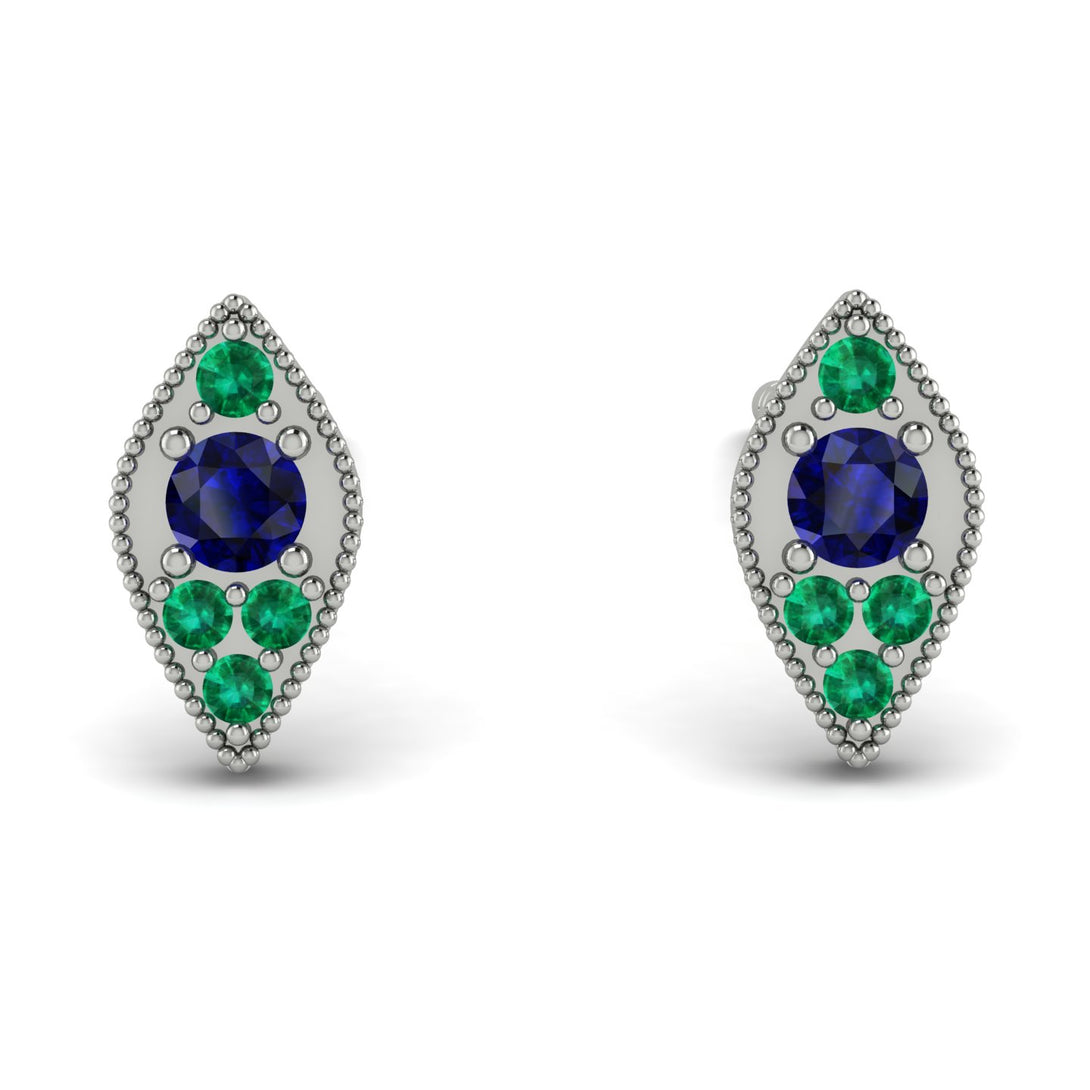 Milgrain Marquise Sapphire Earrings - Faye No. 30