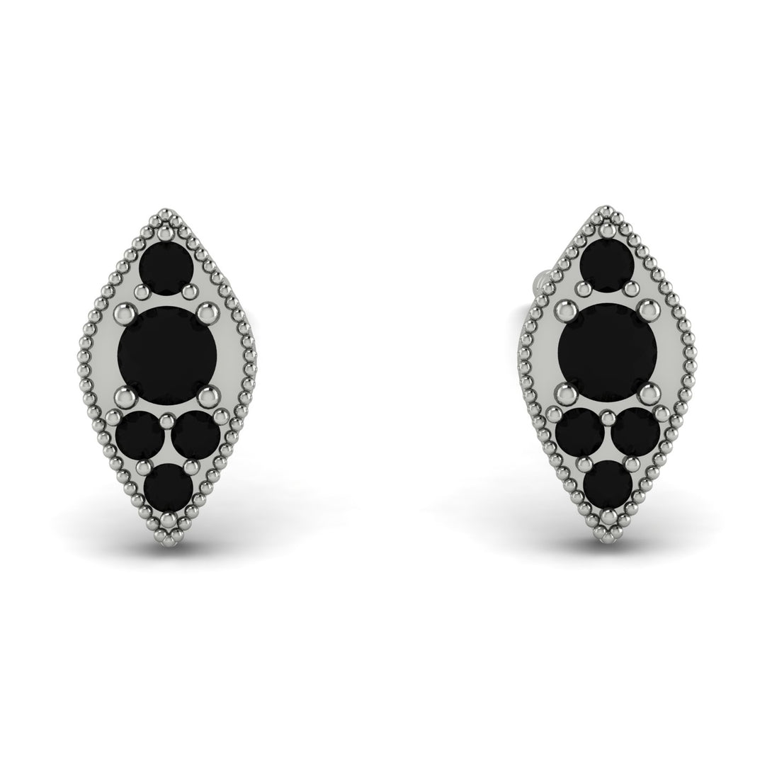 Milgrain Marquise Black Diamond Earrings - Faye No. 39