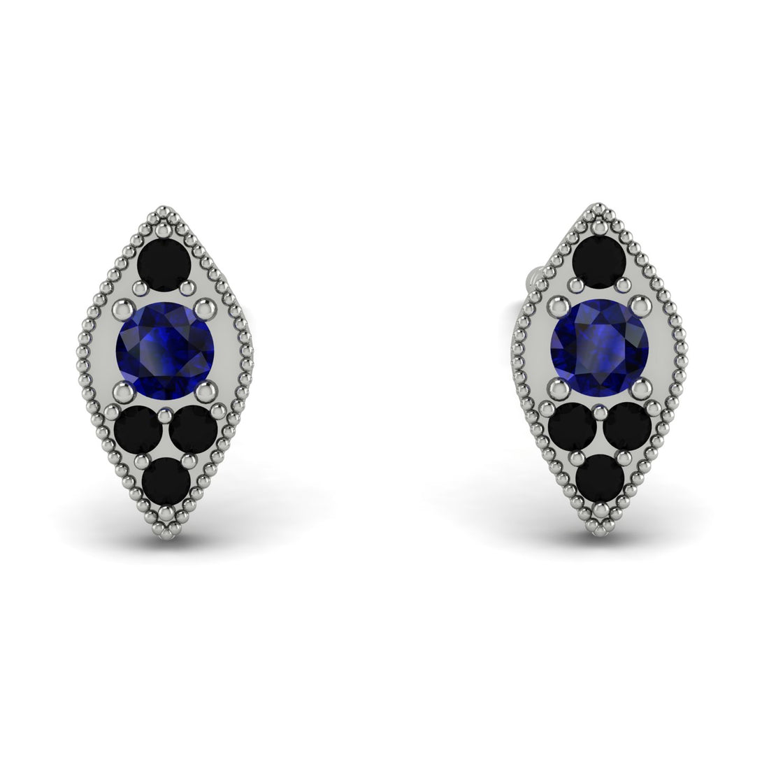 Milgrain Marquise Sapphire Earrings - Faye No. 45