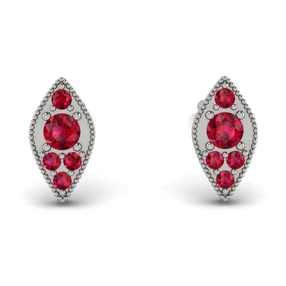 Milgrain Marquise Ruby Earrings - Faye No. 57