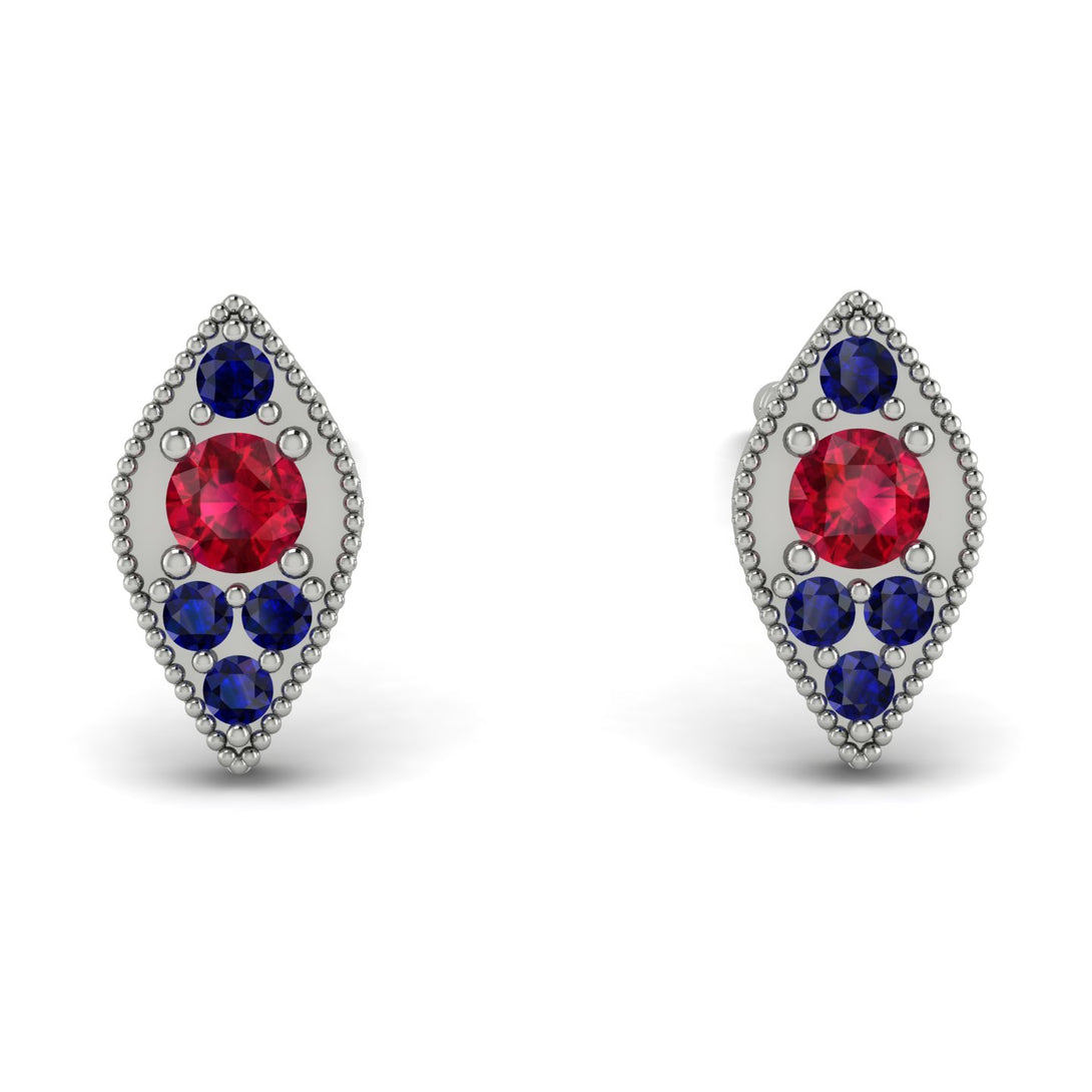 Milgrain Marquise Ruby Earrings - Faye No. 72