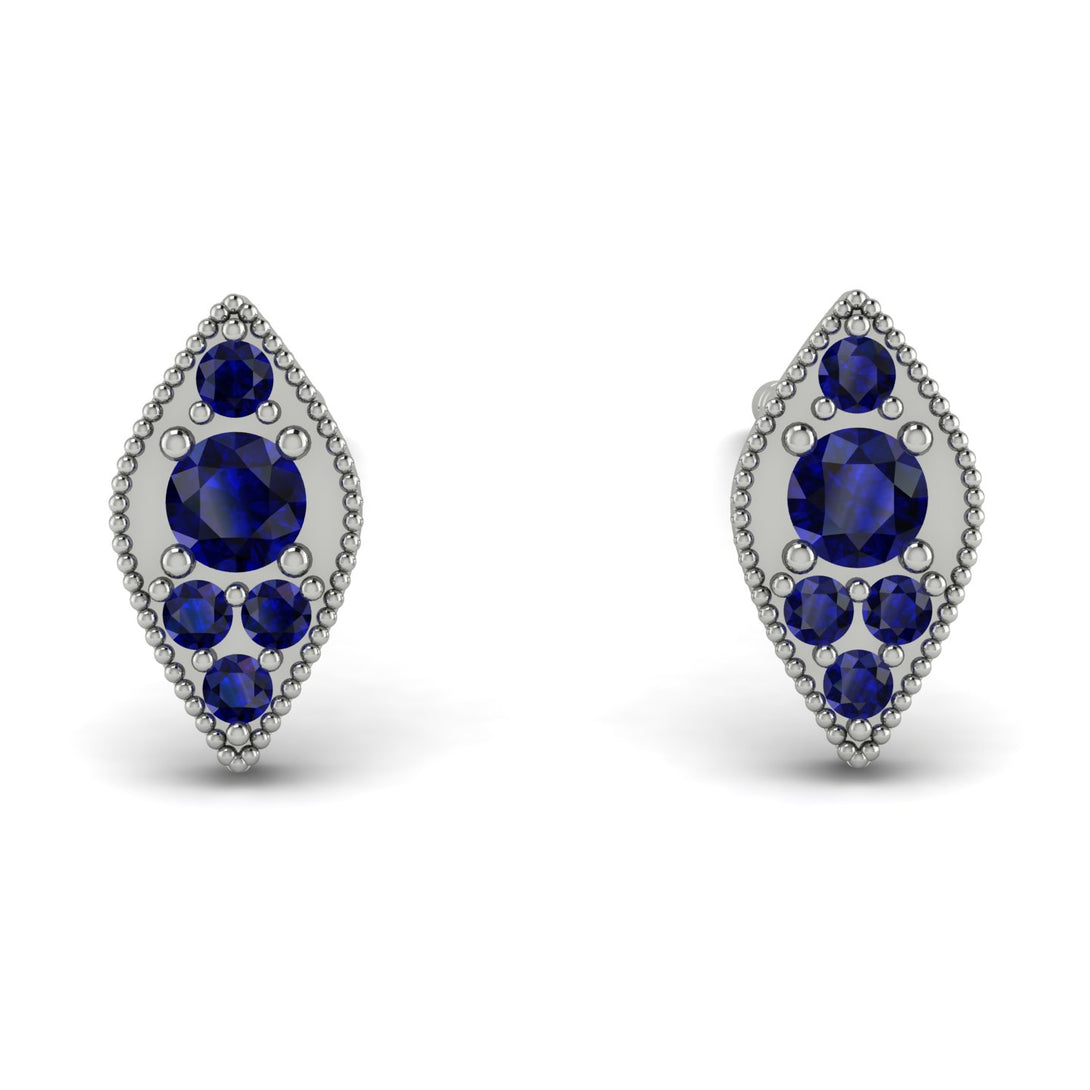 Milgrain Marquise Sapphire Earrings - Faye No. 75