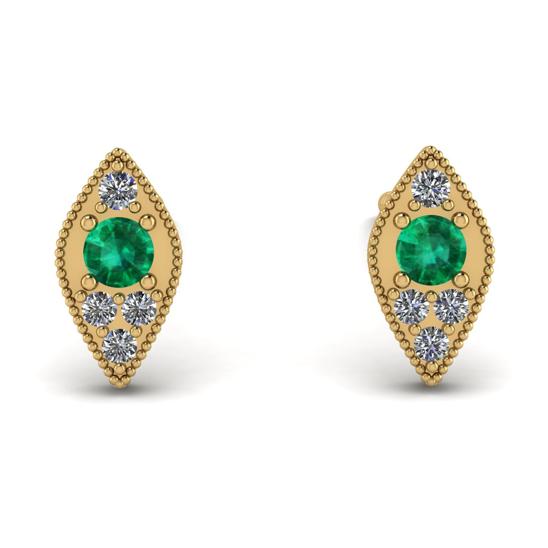 Milgrain Marquise Emerald Earrings - Faye No. 4