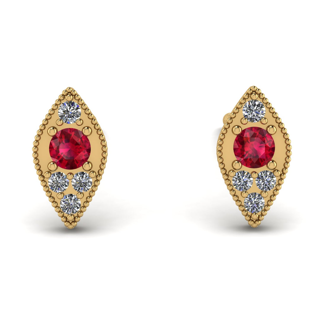 Milgrain Marquise Ruby Earrings - Faye No. 10