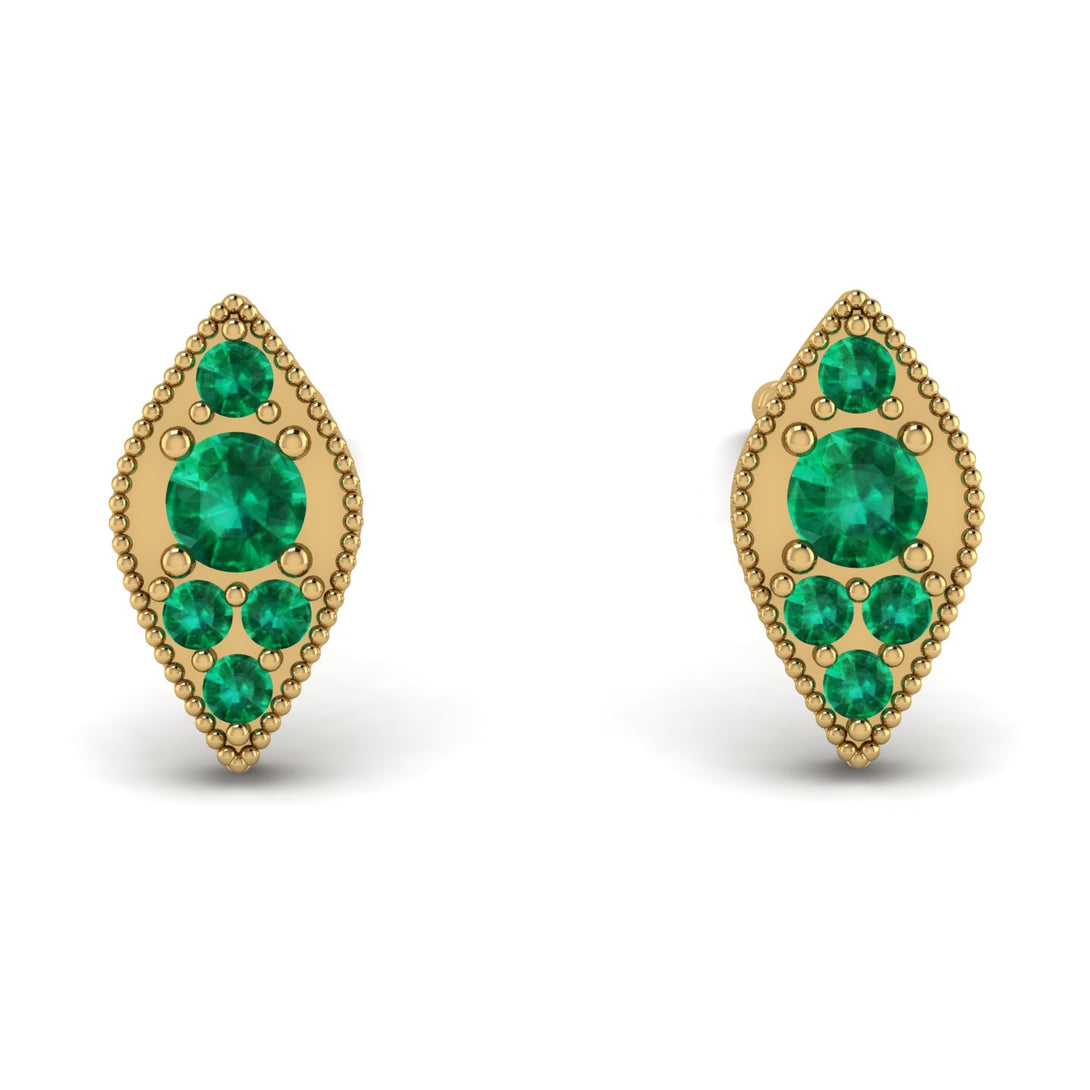 Milgrain Marquise Emerald Earrings - Faye No. 19