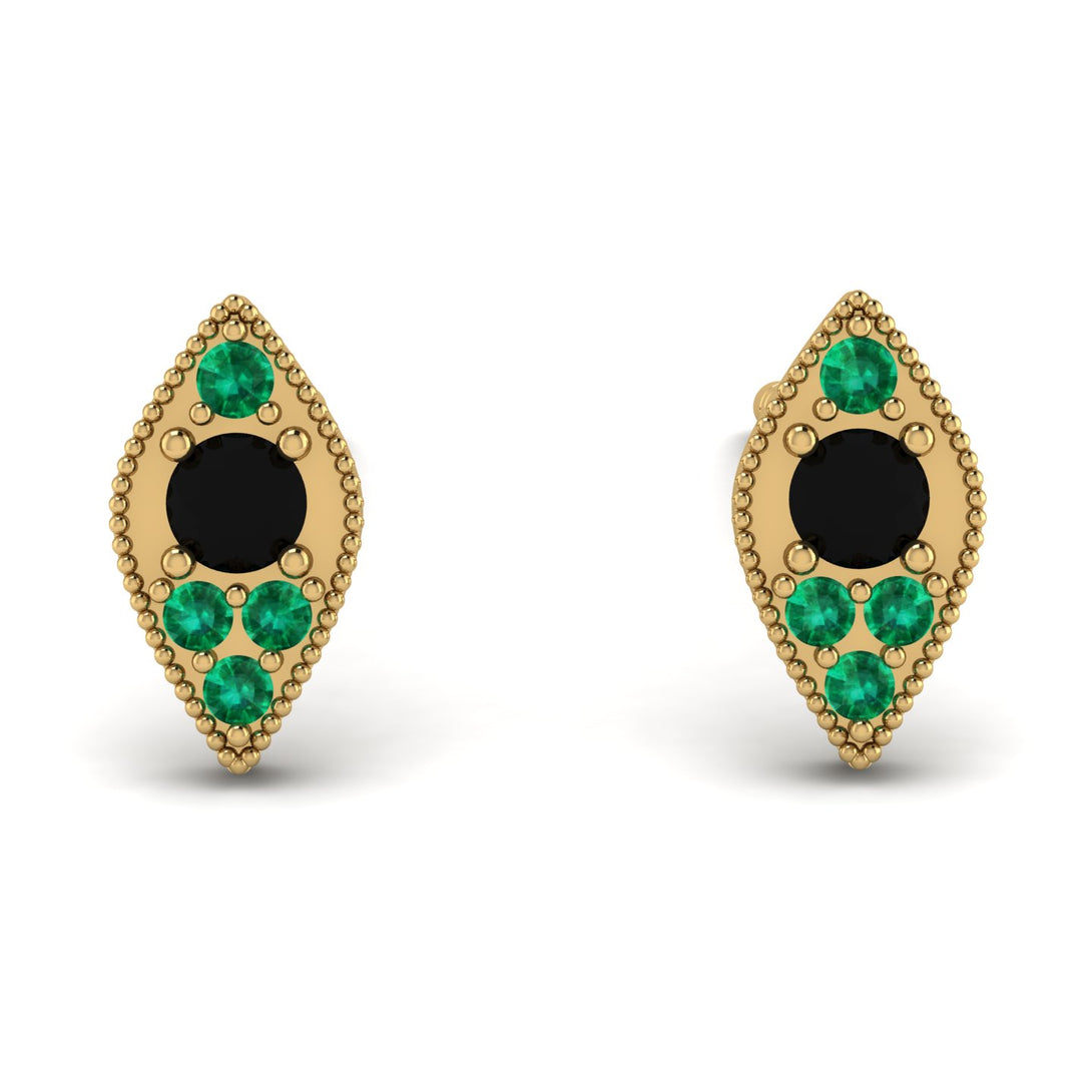 Milgrain Marquise Black Diamond Earrings - Faye No. 22