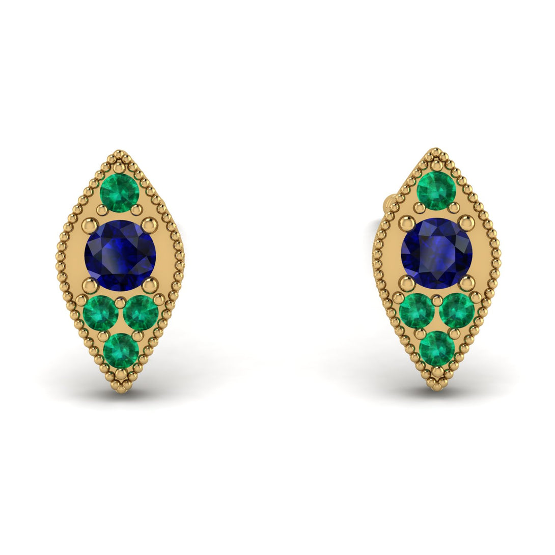 Milgrain Marquise Sapphire Earrings - Faye No. 28