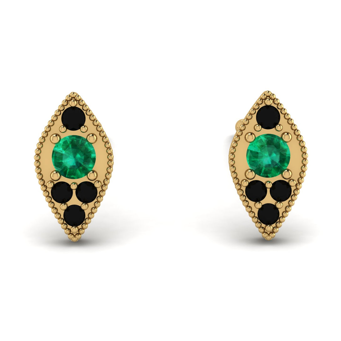 Milgrain Marquise Emerald Earrings - Faye No. 34