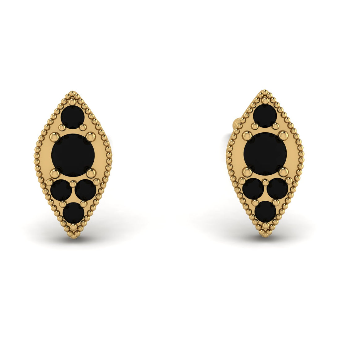 Milgrain Marquise Black Diamond Earrings - Faye No. 37