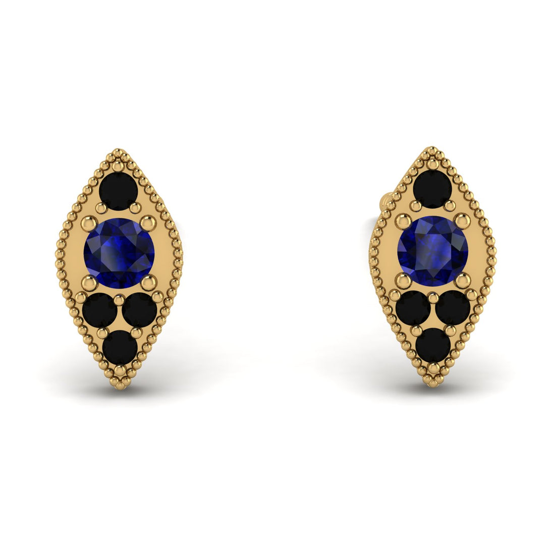 Milgrain Marquise Sapphire Earrings - Faye No. 43