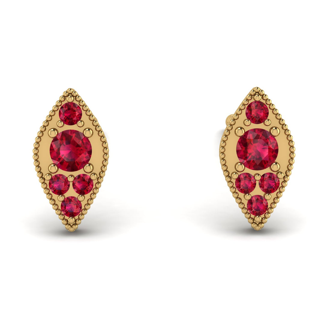 Milgrain Marquise Ruby Earrings - Faye No. 55