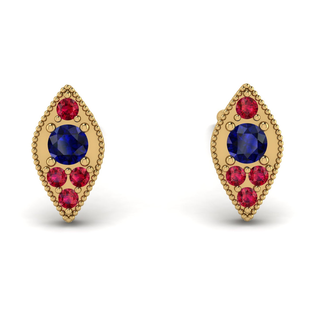 Milgrain Marquise Sapphire Earrings - Faye No. 58