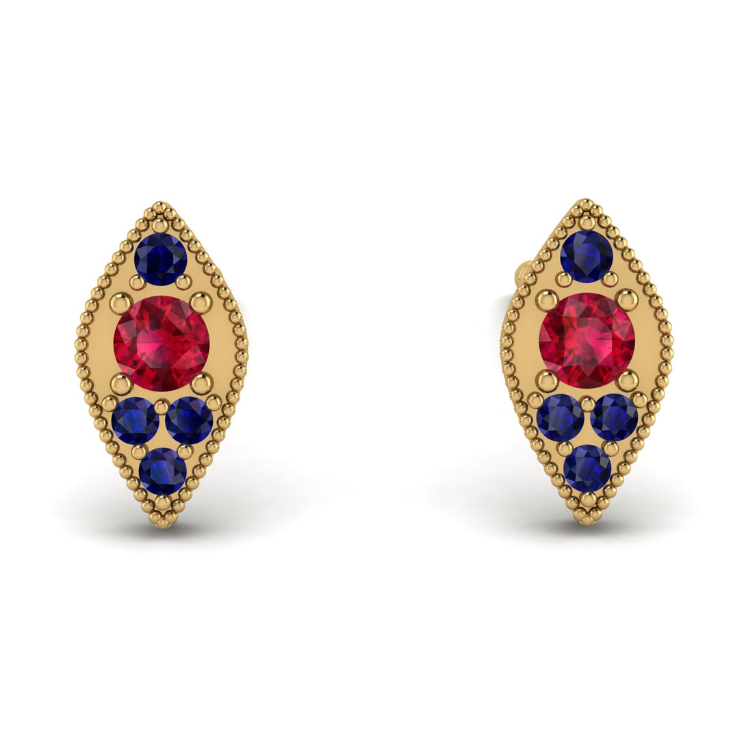 Milgrain Marquise Ruby Earrings - Faye No. 70