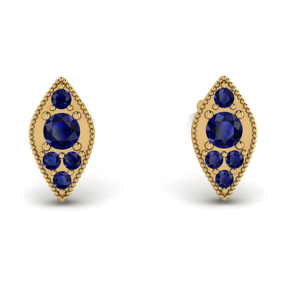 Milgrain Marquise Sapphire Earrings - Faye No. 73