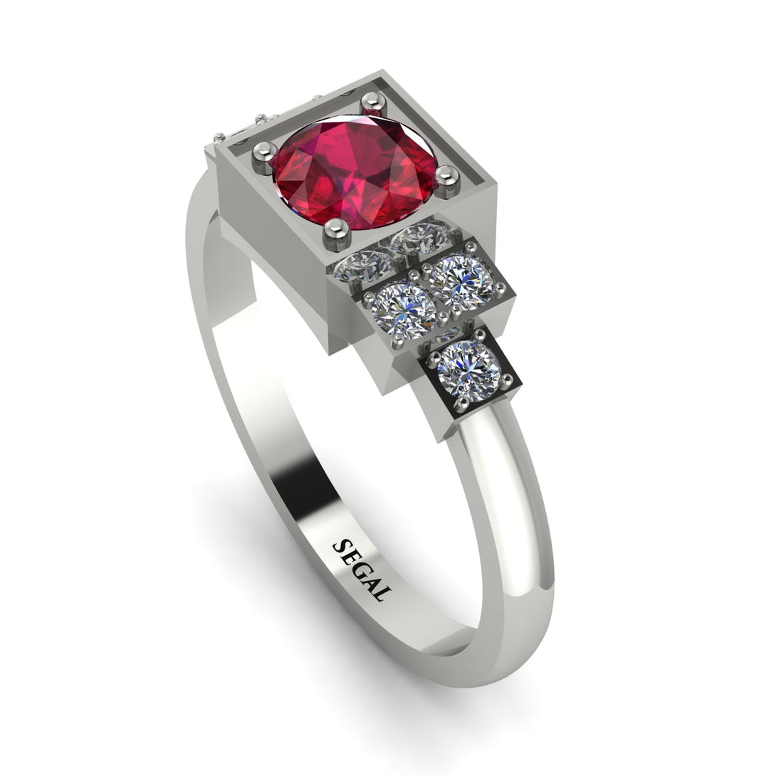 Square Ruby Engagement Ring - Samara No. 12