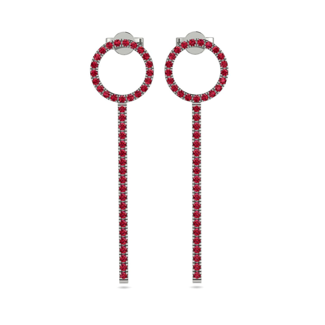 Hanging Circle Ruby Earrings - Lilah No. 12