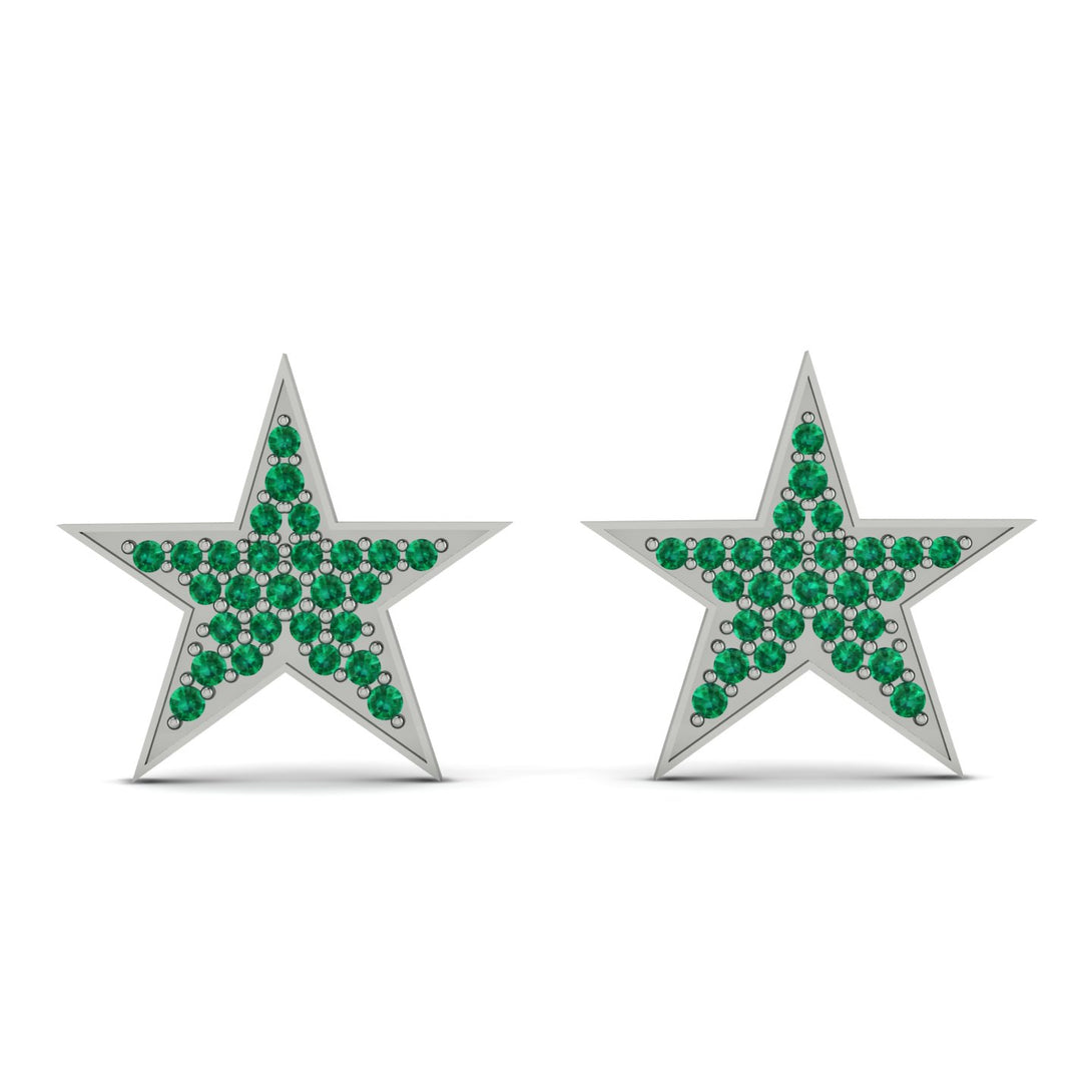 Star Stud Emerald Earrings - Star No. 6