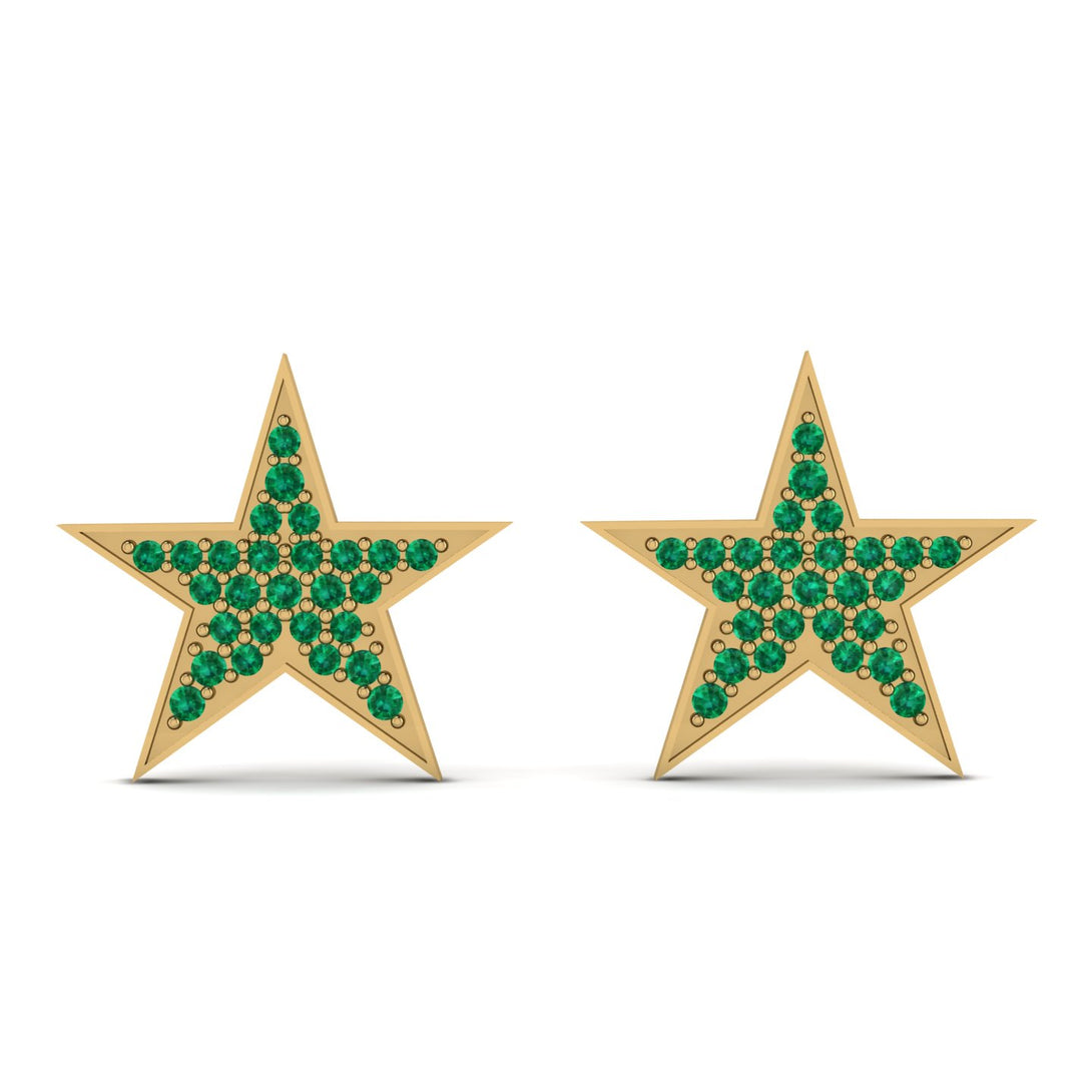 Star Stud Emerald Earrings - Star No. 4