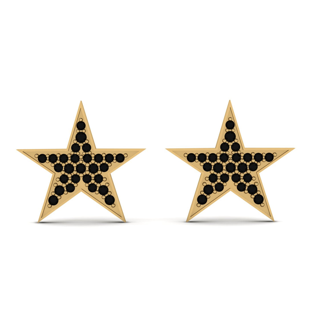 Star Stud Black Diamond Earrings - Star No. 7