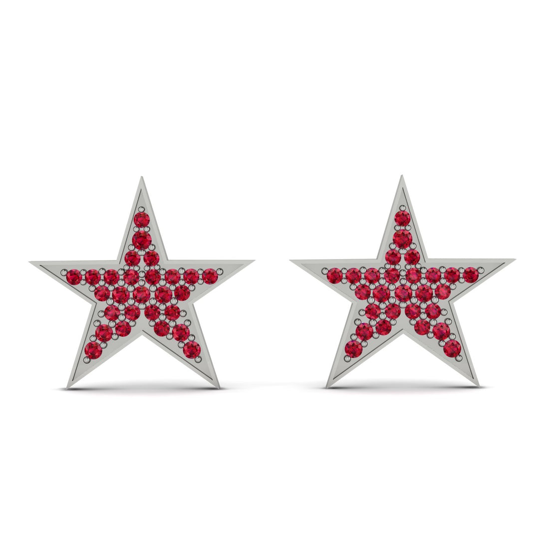 Star Stud Ruby Earrings - Star No. 12