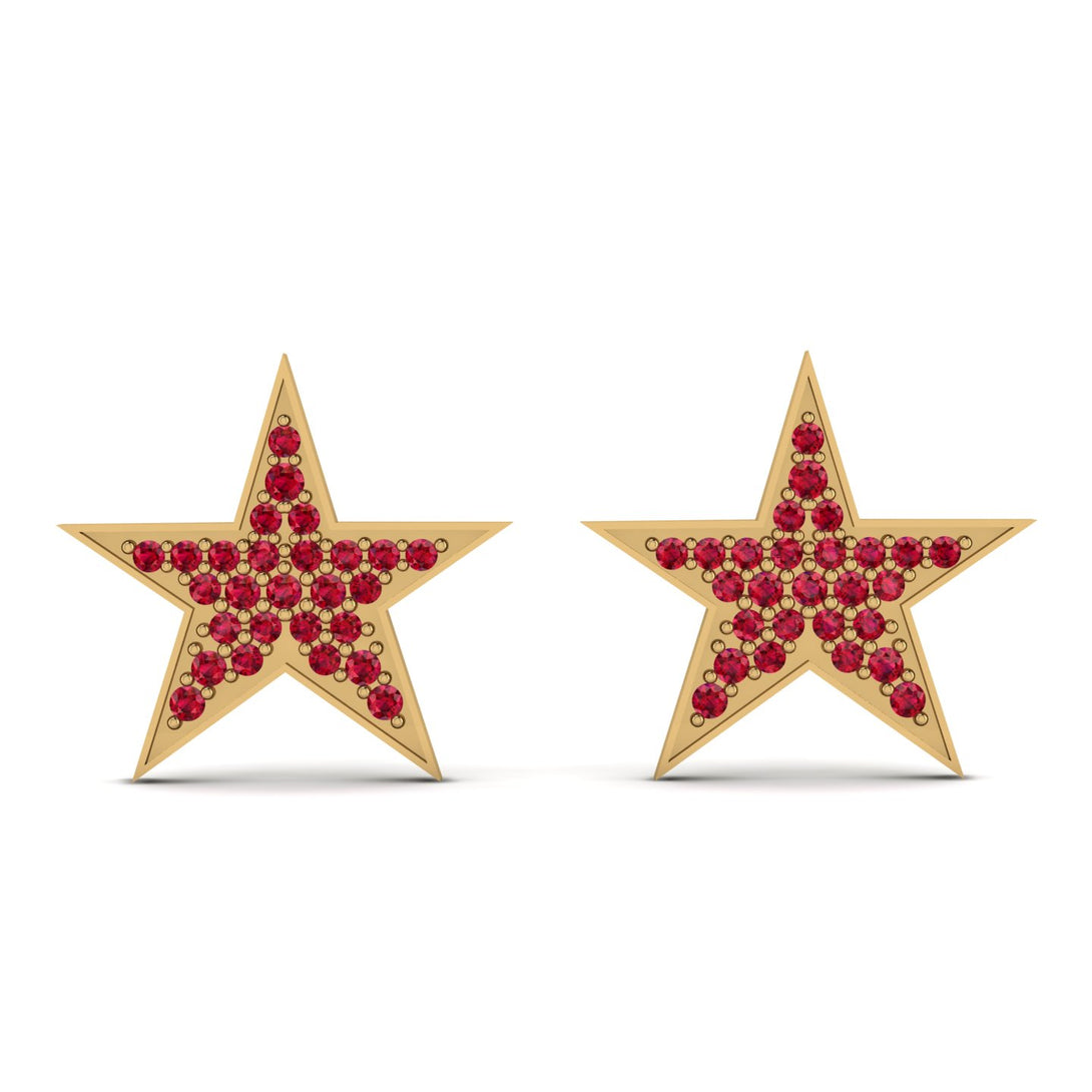 Star Stud Ruby Earrings - Star No. 10