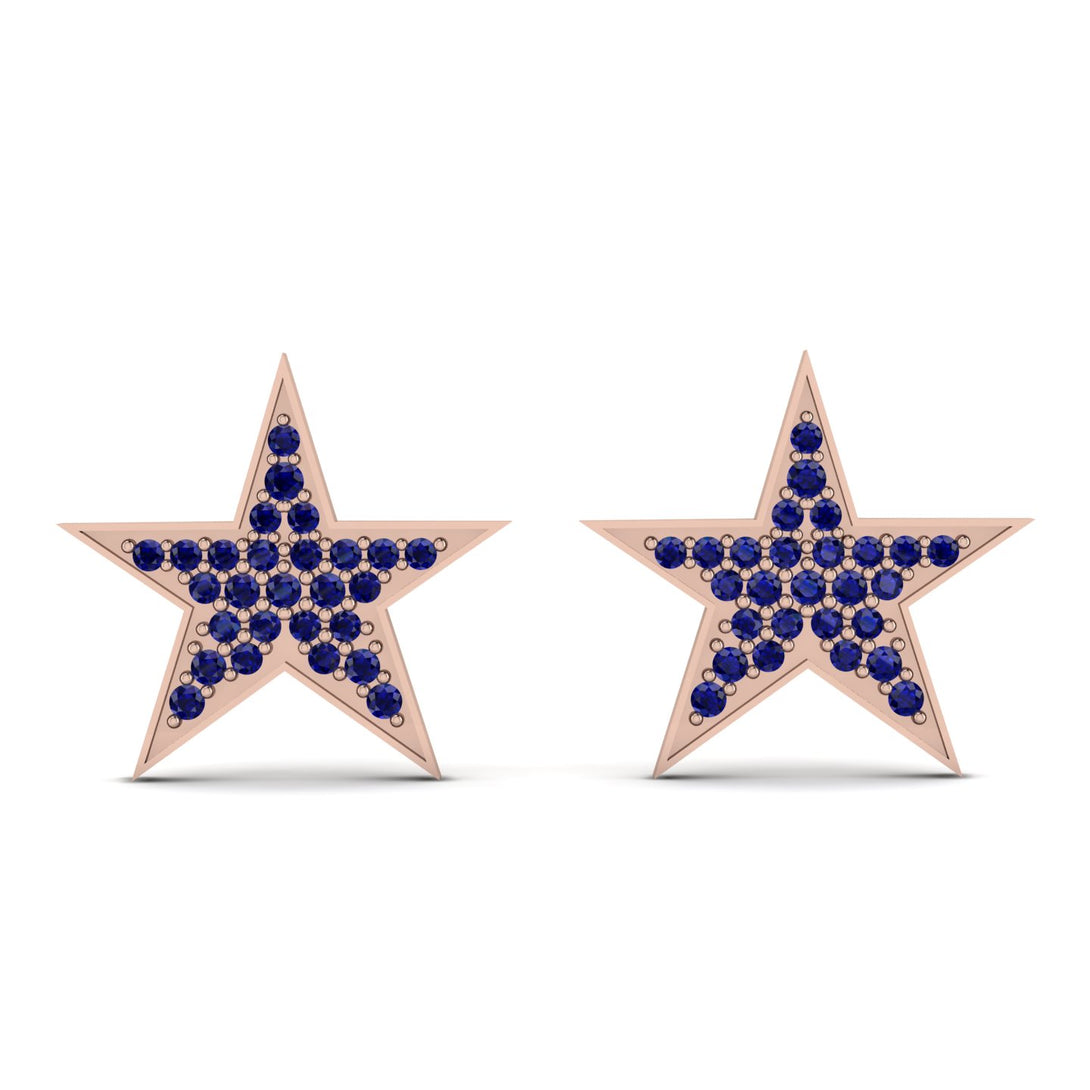Star Stud Sapphire Earrings - Star No. 14