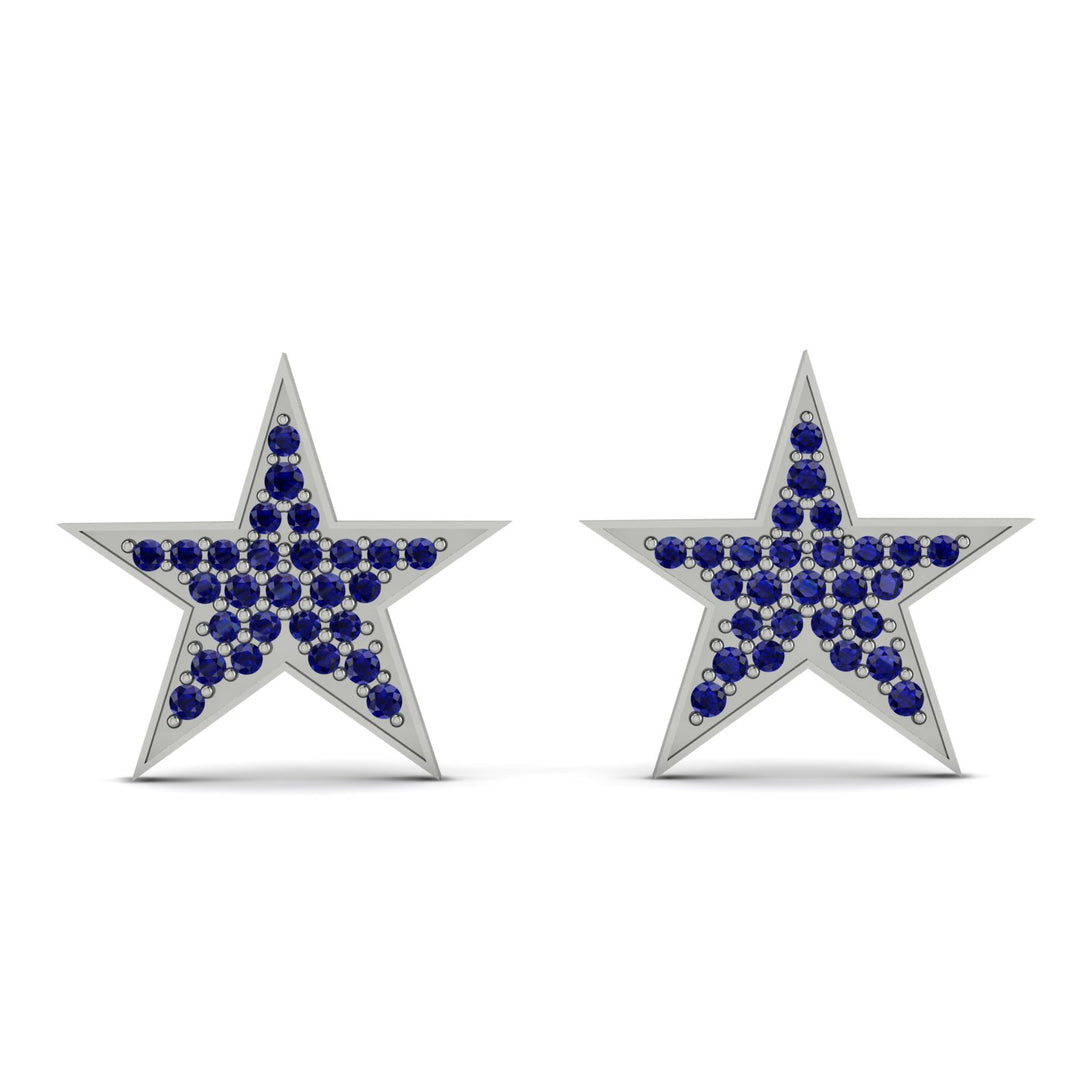 Star Stud Sapphire Earrings - Star No. 15