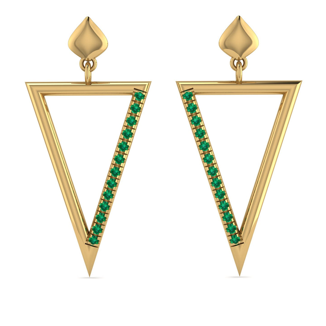 Triangle Emerald Stud Earrings - Amiyah No. 4