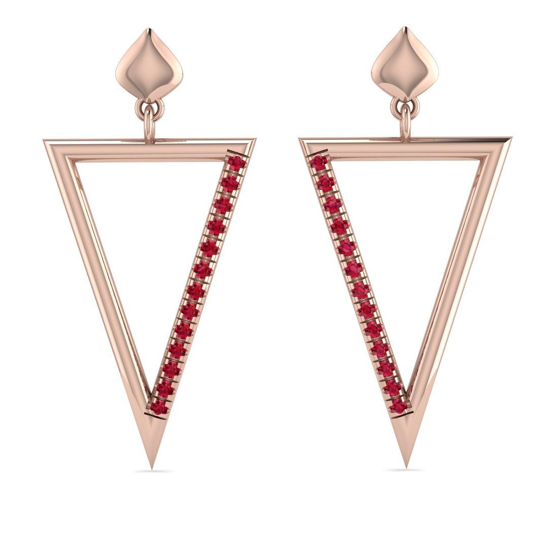 Triangle Ruby Stud Earrings - Amiyah No. 11