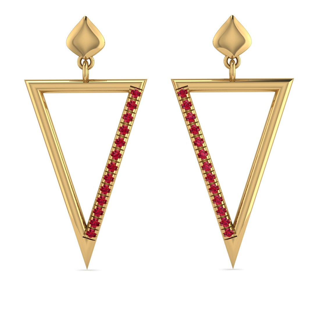 Triangle Ruby Stud Earrings - Amiyah No. 10