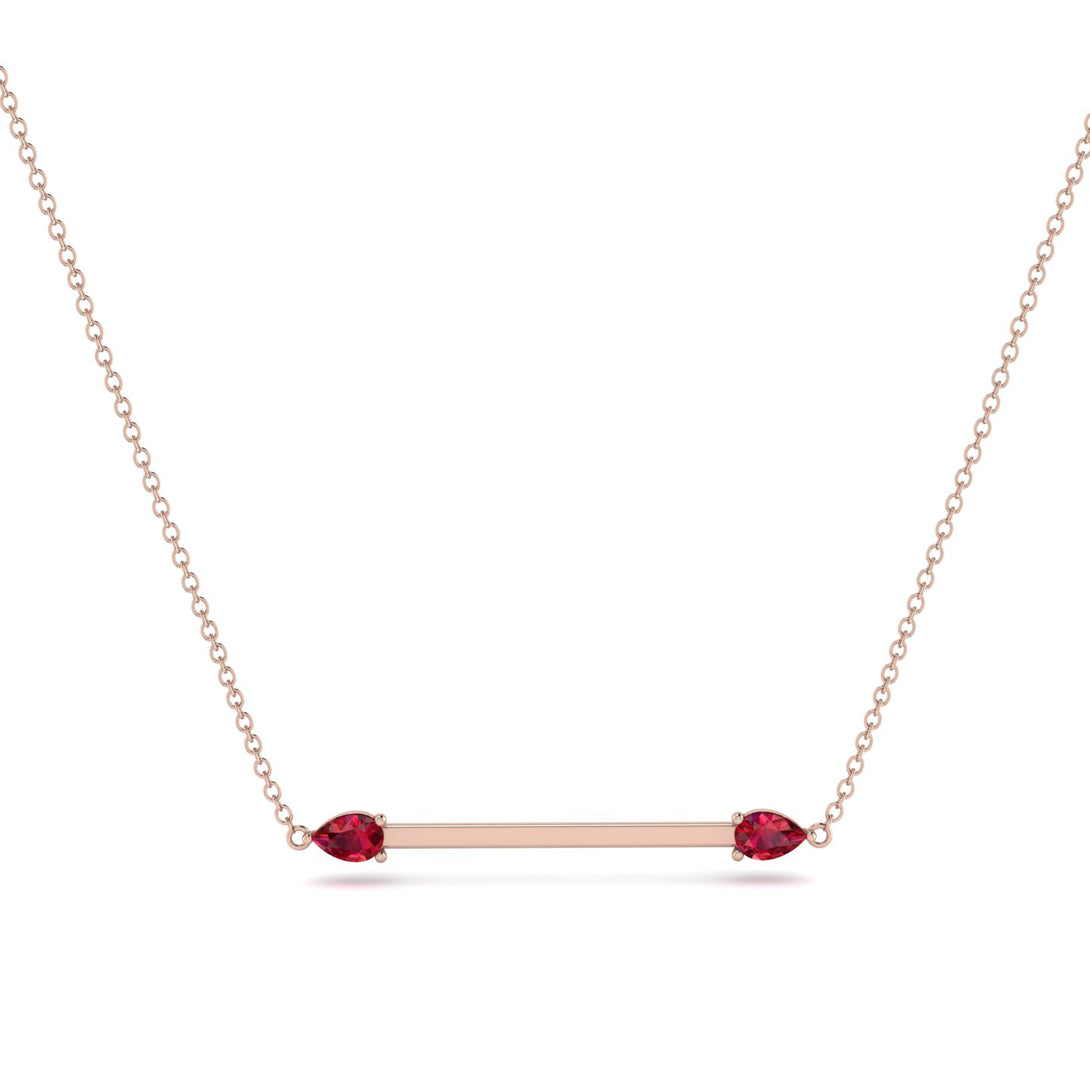 Minimalist Pear Ruby Necklace - Melissa No. 11