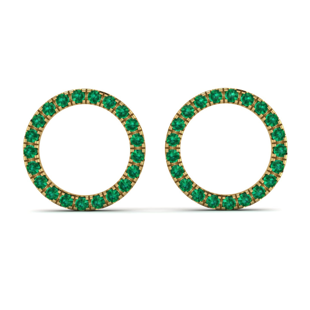 Circle Stud Emerald Earring - Lucille No. 4
