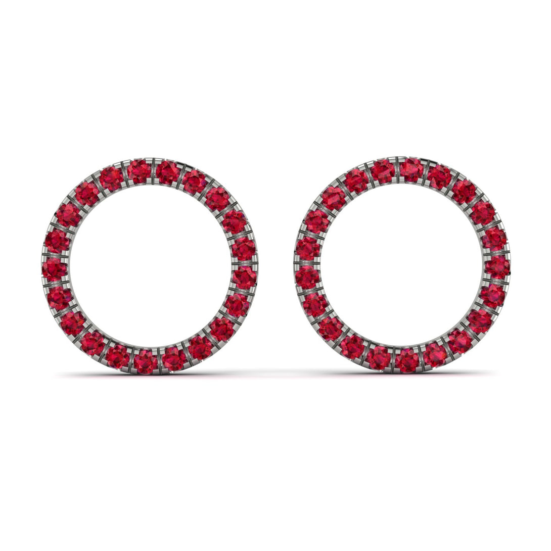 Circle Stud Ruby Earring - Lucille No. 12