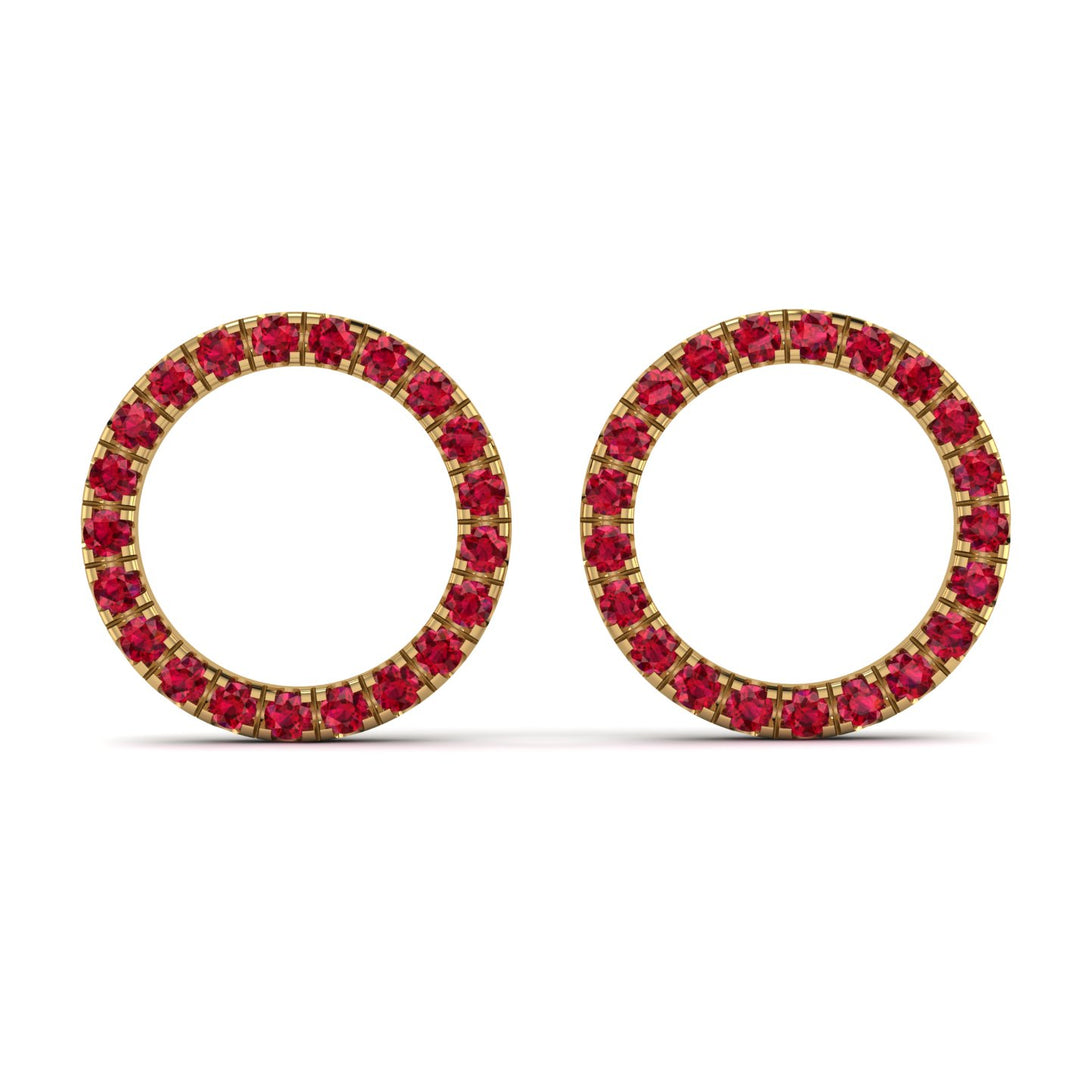 Circle Stud Ruby Earring - Lucille No. 10