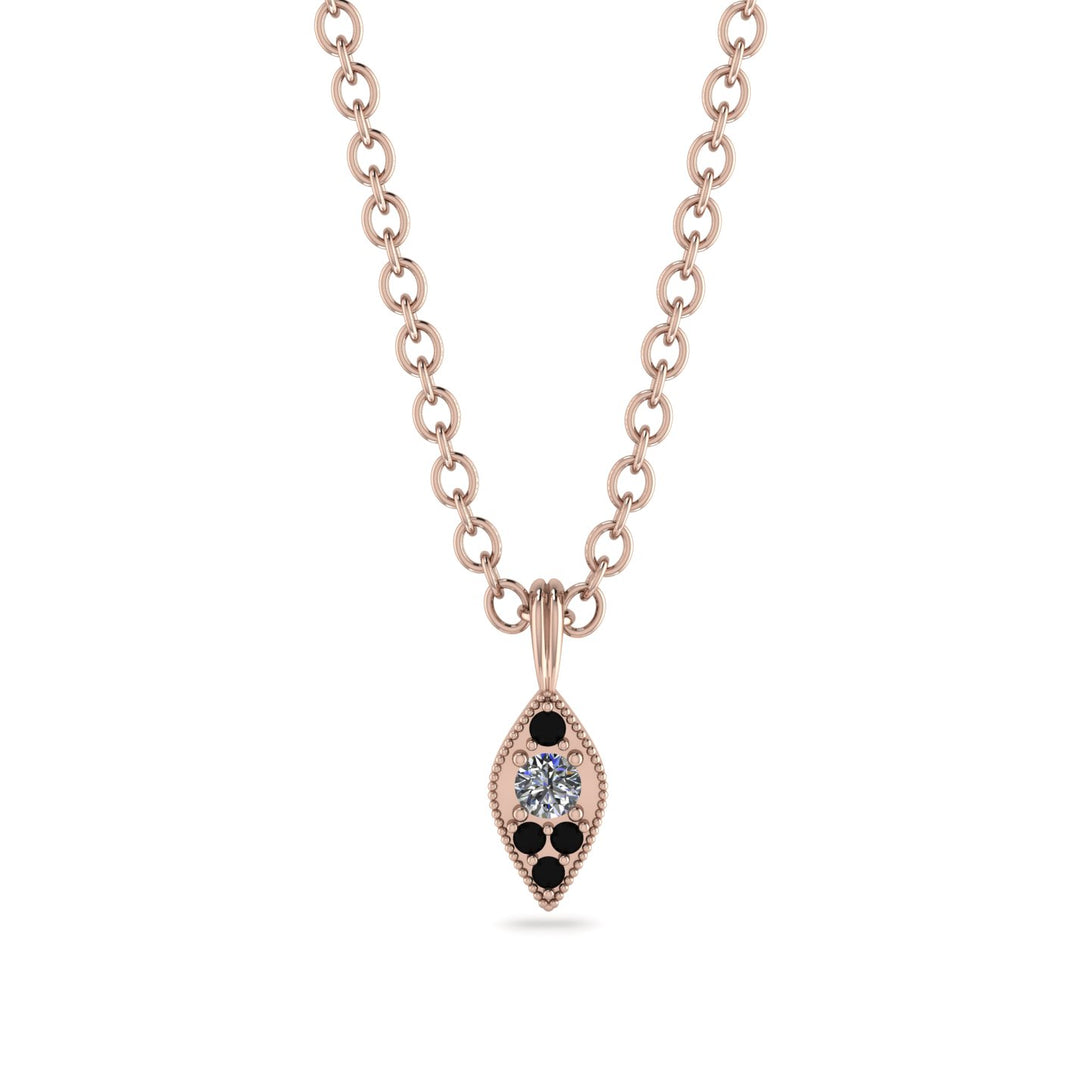 Milgrain Black Diamond Necklace - Jessie No. 32