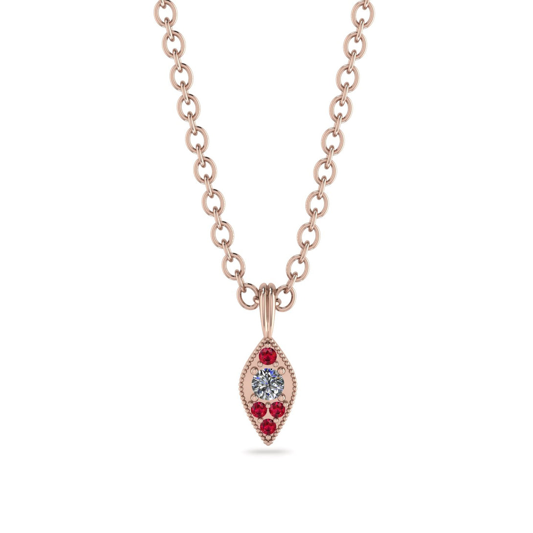 Milgrain Ruby Necklace - Jessie No. 47