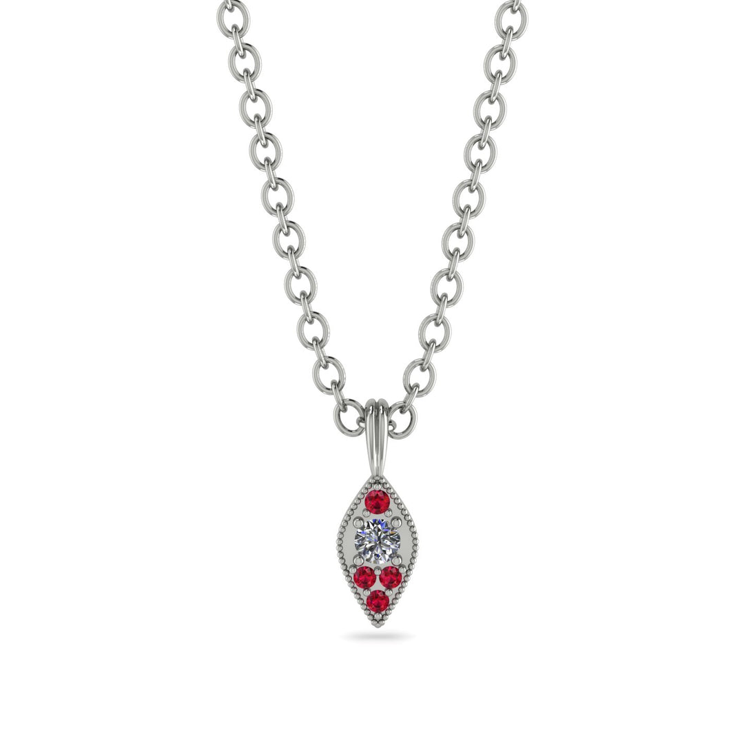 Milgrain Ruby Necklace - Jessie No. 48
