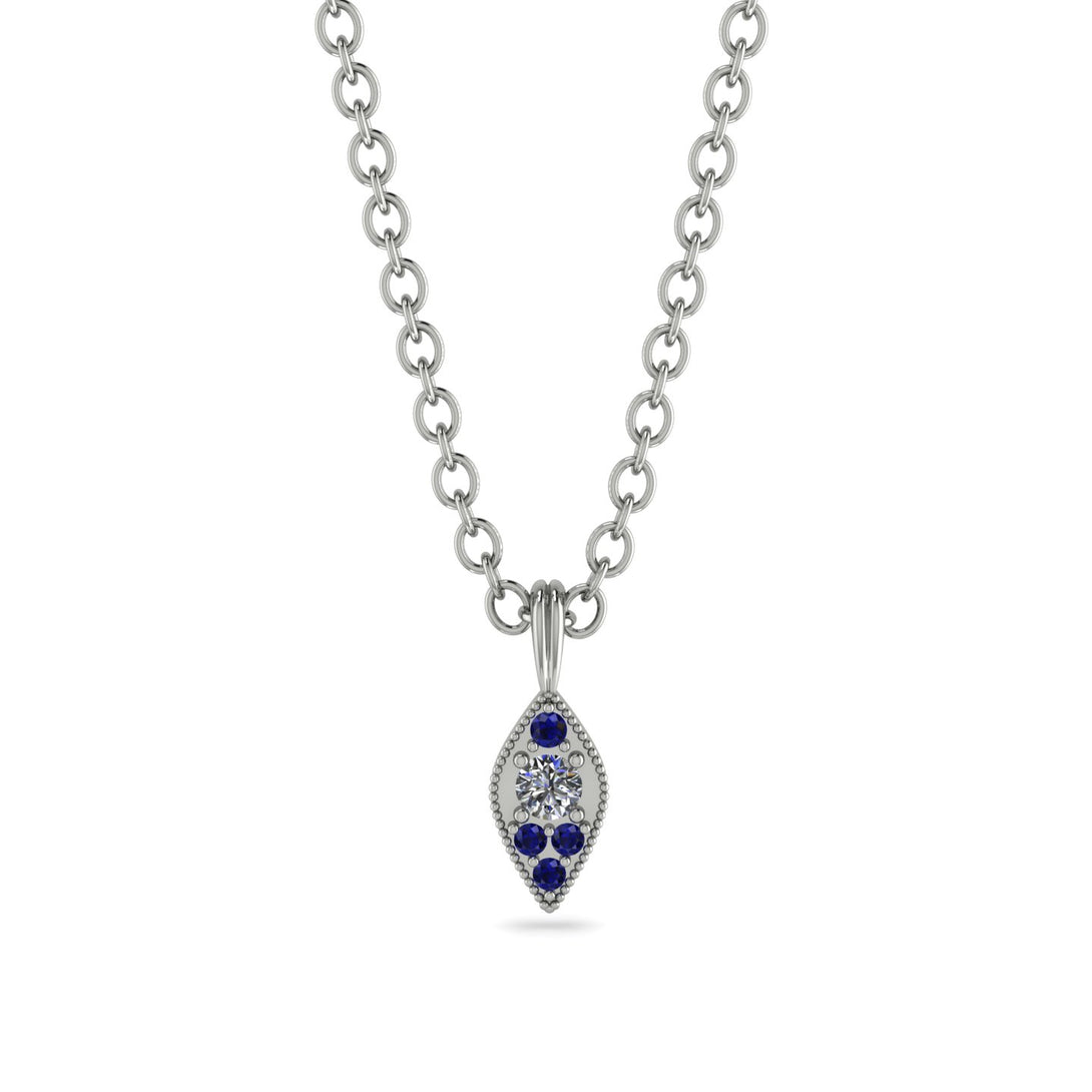 Milgrain Sapphire Necklace - Jessie No. 63